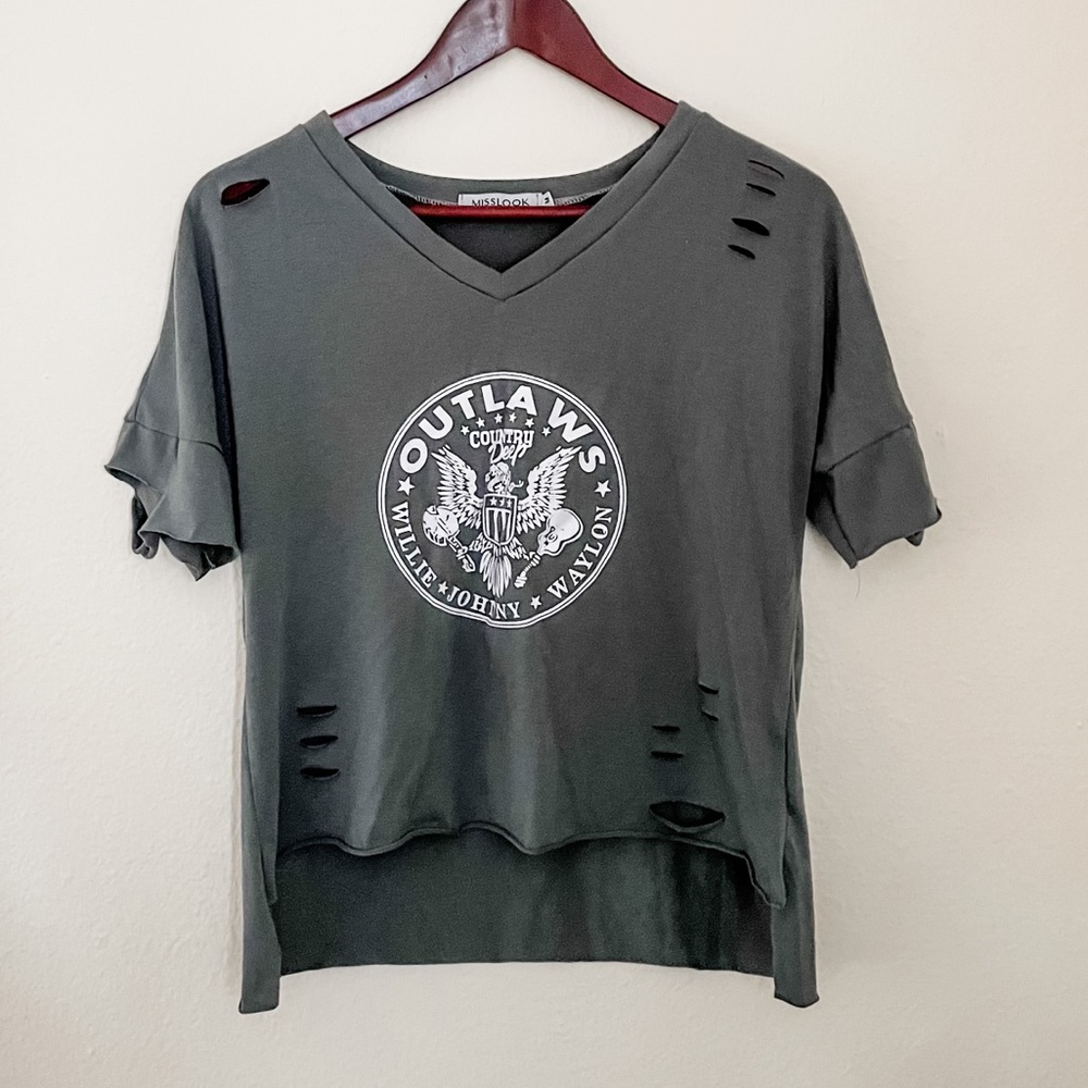 Boutique Distressed Band T-Shirt